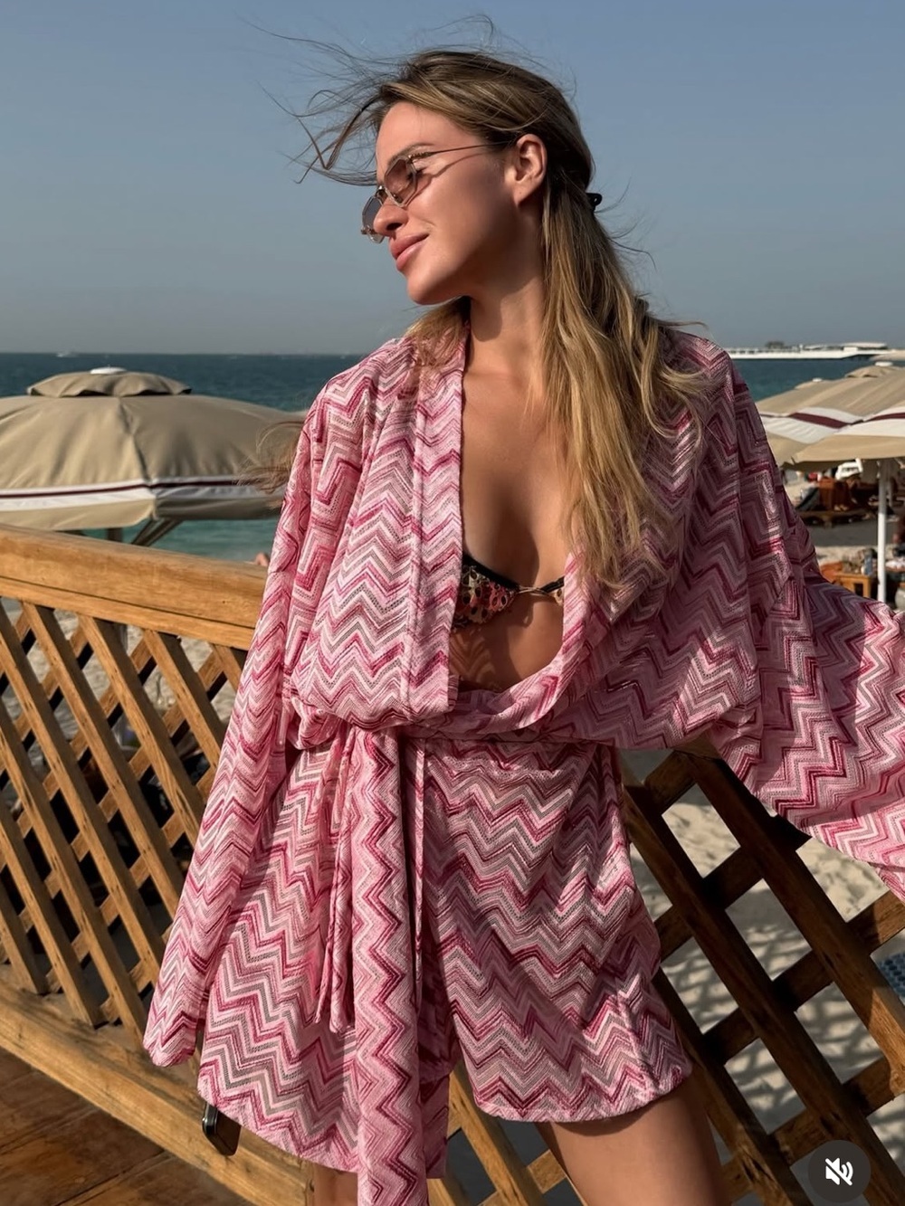 New Missoni Pink Robe Dress Coverup Chevron Metallic Lamé Wrap Belted Tulle Mini